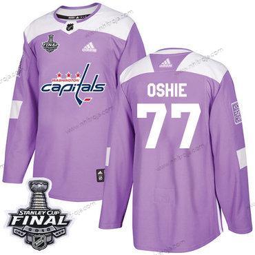 Adidas Herrar Capitals #77 T. J. Oshie Lila Autentisk Bekämpar cancer 2018 Stanley Cup Final Stitched NHL Tröjor