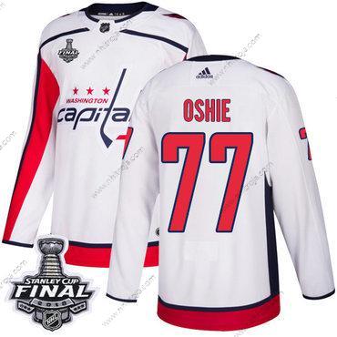 Adidas Herrar Capitals #77 T. J. Oshie Vit Road Autentisk 2018 Stanley Cup Final Stitched NHL Tröjor