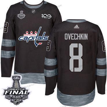 Adidas Herrar Capitals #8 Alex Ovechkin Svart 1917-2017 100th Jubileum 2018 Stanley Cup Final Stitched NHL Tröjor