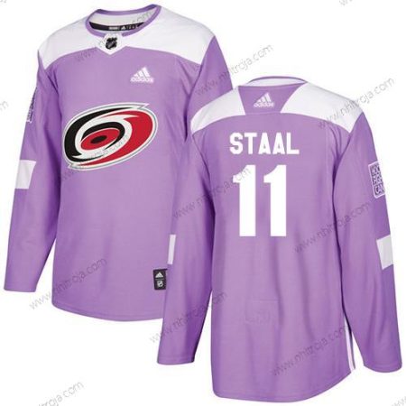 Adidas Herrar Carolina Hurricanes #11 Jordan Staal Lila Autentisk Bekämpar cancer Stitched NHL Tröjor