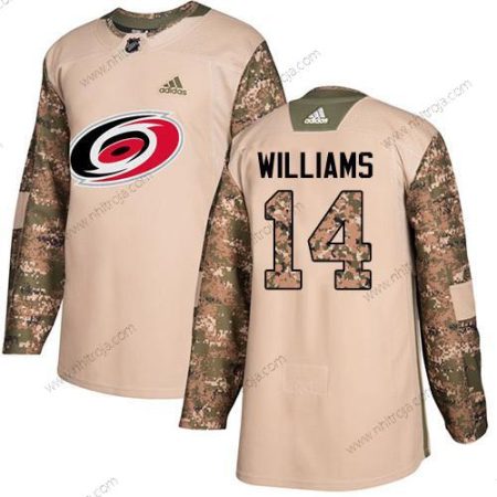 Adidas Herrar Carolina Hurricanes #14 Justin Williams Camo Autentisk 2017 Veterans Day Stitched NHL Tröjor