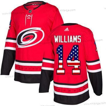 Adidas Herrar Carolina Hurricanes #14 Justin Williams Röd Autentisk USA Flag Stitched NHL Hemma Tröjor