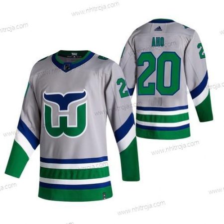 Adidas Herrar Carolina Hurricanes #20 Sebastian Aho Grå 2020-21 Omvänd Retro Alternativ NHL Tröjor