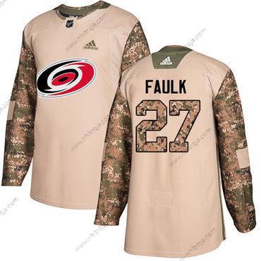 Adidas Herrar Carolina Hurricanes #27 Justin Faulk Camo Autentisk 2017 Veterans Day Stitched NHL Tröjor