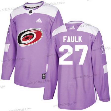 Adidas Herrar Carolina Hurricanes #27 Justin Faulk Lila Autentisk Bekämpar cancer Stitched NHL Tröjor