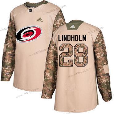 Adidas Herrar Carolina Hurricanes #28 Elias Lindholm Camo Autentisk 2017 Veterans Day Stitched NHL Tröjor