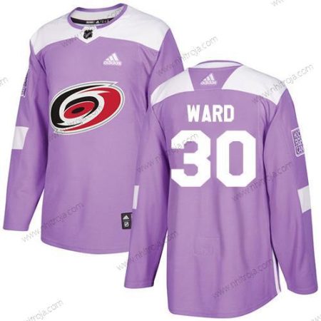 Adidas Herrar Carolina Hurricanes #30 Cam Ward Lila Autentisk Bekämpar cancer Stitched NHL Tröjor