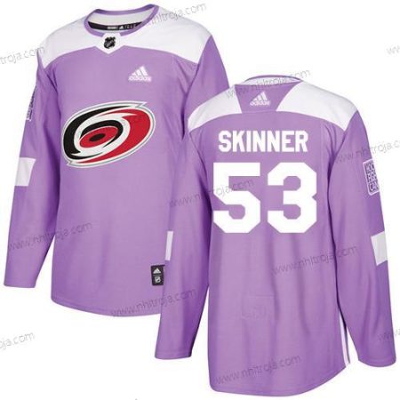 Adidas Herrar Carolina Hurricanes #53 Jeff Skinner Lila Autentisk Bekämpar cancer Stitched NHL Tröjor