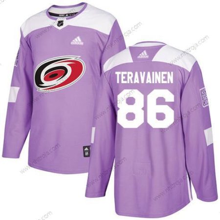 Adidas Herrar Carolina Hurricanes #86 Teuvo Teravainen Lila Autentisk Bekämpar cancer Stitched NHL Tröjor