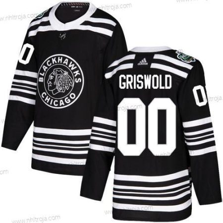 Adidas Herrar Chicago Blackhawks #00 Clark Griswold Svart Autentisk 2019 Vinter Klassisk Stitched NHL Tröjor