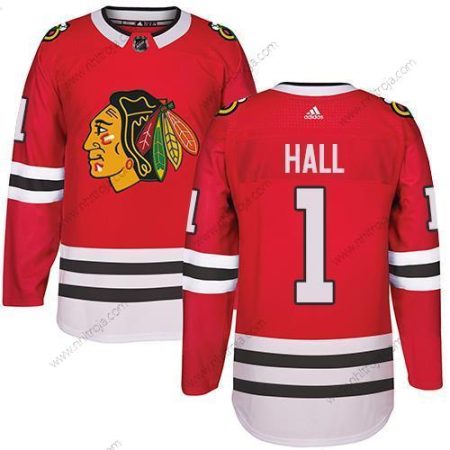 Adidas Herrar Chicago Blackhawks #1 Glenn Hall Röd Autentisk Stitched NHL Hemma Tröjor