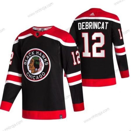 Adidas Herrar Chicago Blackhawks #12 Alex Debrincat Svart 2020-21 Omvänd Retro Alternativ NHL Tröjor