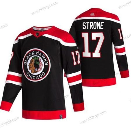 Adidas Herrar Chicago Blackhawks #17 Dylan Strome Svart 2020-21 Omvänd Retro Alternativ NHL Tröjor