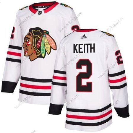 Adidas Herrar Chicago Blackhawks #2 Duncan Keith Vit Road Autentisk Stitched Hockey Tröjor