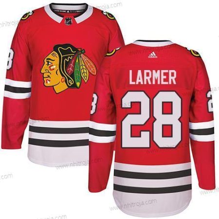 Adidas Herrar Chicago Blackhawks #28 Steve Larmer Röd Autentisk Stitched NHL Hemma Tröjor