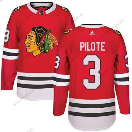 Adidas Herrar Chicago Blackhawks #3 Pierre Pilote Röd Autentisk Stitched NHL Hemma Tröjor