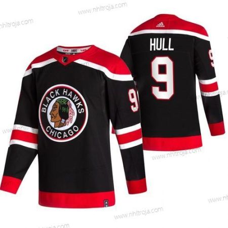 Adidas Herrar Chicago Blackhawks #9 Bobby Hull Svart 2020-21 Omvänd Retro Alternativ NHL Tröjor