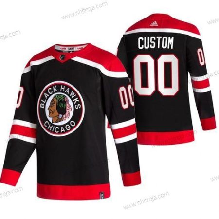 Adidas Herrar Chicago Blackhawks Skräddarsydda Svart 2020-21 Omvänd Retro Alternativ NHL Tröjor