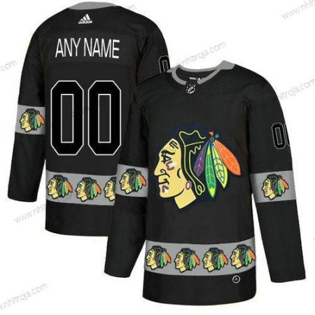 Adidas Herrar Chicago Blackhawks Skräddarsydda Svart Team Logos Tröjor