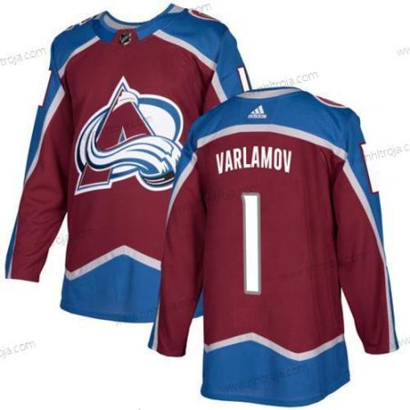 Adidas Herrar Colorado Avalanche #1 Semyon Varlamov Röd Autentisk Stitched NHL Hemma Tröjor