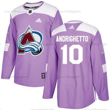 Adidas Herrar Colorado Avalanche #10 Sven Andrighetto Lila Autentisk Bekämpar cancer Stitched NHL Tröjor