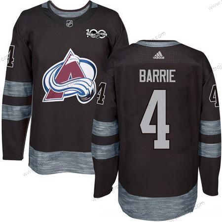 Adidas Herrar Colorado Avalanche #4 Tyson Barrie Svart 100th Jubileum Stitched NHL 2017 Hockey Tröjor