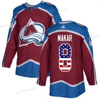 Adidas Herrar Colorado Avalanche #8 Cale Makar Röd Autentisk USA Flag Stitched NHL Hemma Tröjor