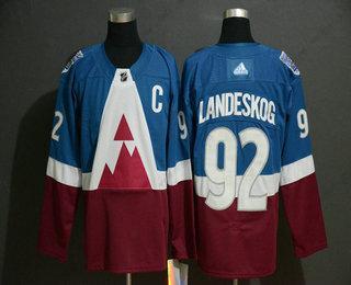 Adidas Herrar Colorado Avalanche #92 Gabriel Landeskog Blå 2020 Stadium Series Stitched NHL Tröjor