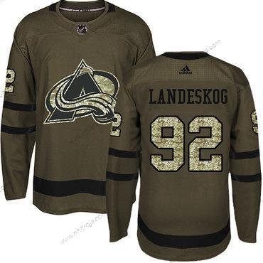 Adidas Herrar Colorado Avalanche #92 Gabriel Landeskog Grön Salute to Service Stitched NHL Tröjor