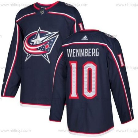 Adidas Herrar Columbus Blue Jackets #10 Alexander Wennberg Marin Blå Autentisk Stitched NHL Hemma Tröjor