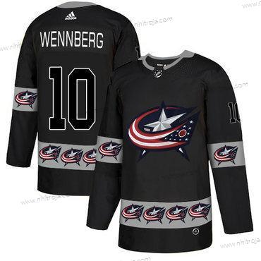 Adidas Herrar Columbus Blue Jackets #10 Alexander Wennberg Svart Team Logos Tröjor