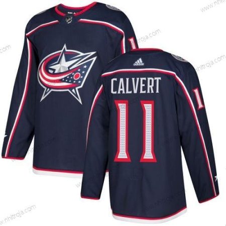 Adidas Herrar Columbus Blue Jackets #11 Matt Calvert Marin Blå Autentisk Stitched NHL Hemma Tröjor