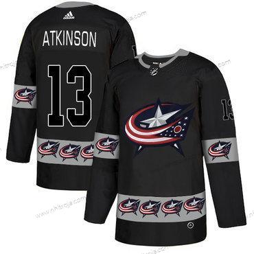 Adidas Herrar Columbus Blue Jackets #13 Cam Atkinson Svart Team Logos Tröjor