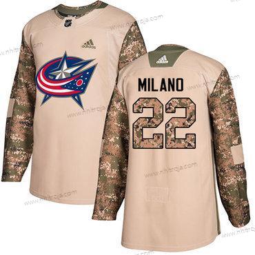 Adidas Herrar Columbus Blue Jackets #22 Sonny Milano Camo Autentisk 2017 Veterans Day Stitched NHL Tröjor