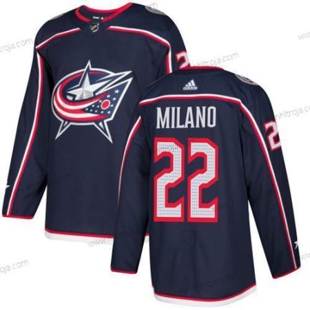 Adidas Herrar Columbus Blue Jackets #22 Sonny Milano Marin Blå Autentisk Stitched NHL Hemma Tröjor