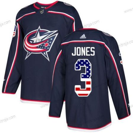 Adidas Herrar Columbus Blue Jackets #3 Seth Jones Marin Blå Autentisk USA Flag Stitched NHL Hemma Tröjor