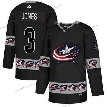 Adidas Herrar Columbus Blue Jackets #3 Seth Jones Svart Team Logos Tröjor