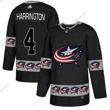 Adidas Herrar Columbus Blue Jackets #4 Scott Harrington Svart Team Logos Tröjor