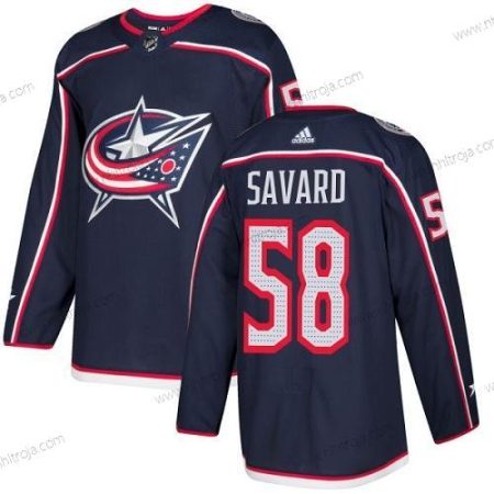 Adidas Herrar Columbus Blue Jackets #58 David Savard Marin Blå Autentisk Stitched NHL Hemma Tröjor