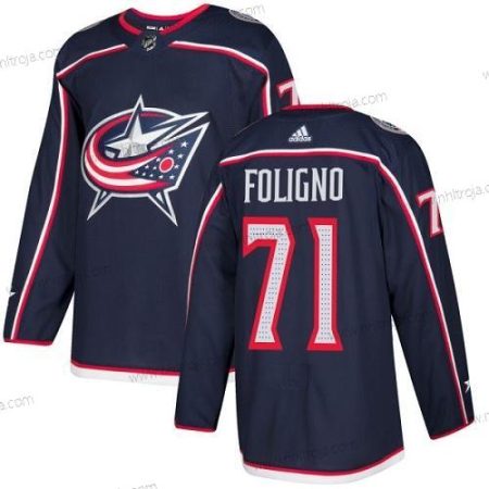 Adidas Herrar Columbus Blue Jackets #71 Nick Foligno Marin Blå Autentisk Stitched NHL Hemma Tröjor