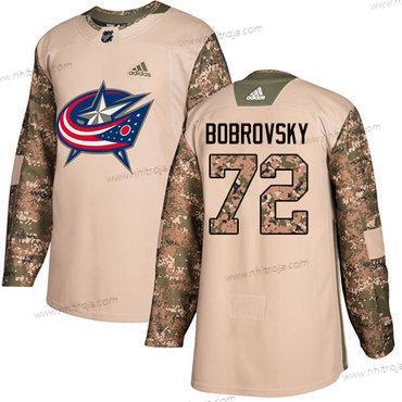 Adidas Herrar Columbus Blue Jackets #72 Sergei Bobrovsky Camo Autentisk 2017 Veterans Day Stitched NHL Tröjor