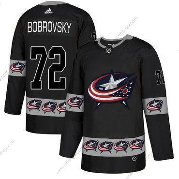 Adidas Herrar Columbus Blue Jackets #72 Sergei Bobrovsky Svart Team Logos Tröjor