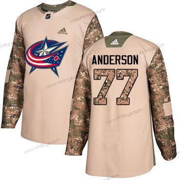 Adidas Herrar Columbus Blue Jackets #77 Josh Anderson Camo Autentisk 2017 Veterans Day Stitched NHL Tröjor