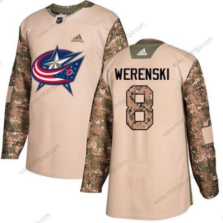 Adidas Herrar Columbus Blue Jackets #8 Zach Werenski Camo Autentisk 2017 Veterans Day Stitched NHL Tröjor