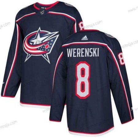 Adidas Herrar Columbus Blue Jackets #8 Zach Werenski Marin Blå Autentisk Stitched NHL Hemma Tröjor