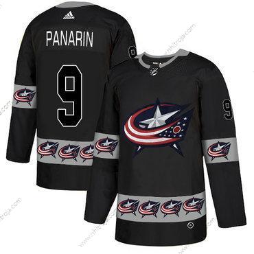 Adidas Herrar Columbus Blue Jackets #9 Artemi Panarin Svart Team Logos Tröjor