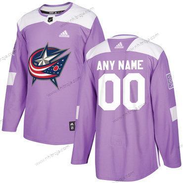 Adidas Herrar Columbus Blue Jackets Skräddarsydda Lila Rosa Hockey Bekämpar cancer Träning Tröjor