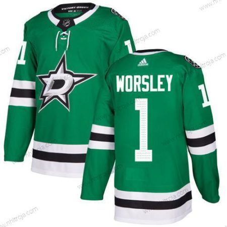 Adidas Herrar Dallas Stars #1 Gump Worsley Grön Autentisk Stitched NHL Hemma Tröjor