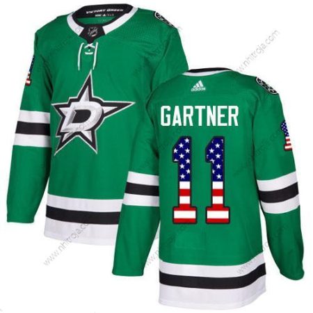 Adidas Herrar Dallas Stars #11 Mike Gartner Grön Autentisk USA Flag Stitched NHL Hemma Tröjor