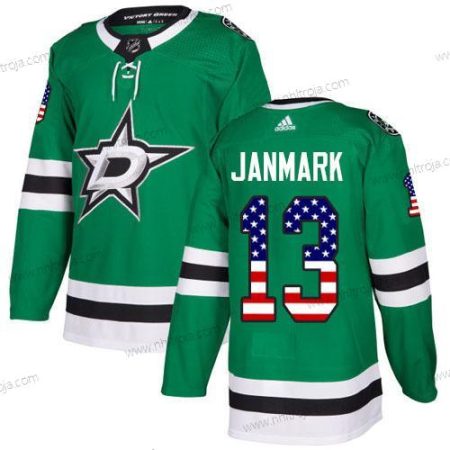 Adidas Herrar Dallas Stars #13 Mattias Janmark Grön Autentisk USA Flag Stitched NHL Hemma Tröjor